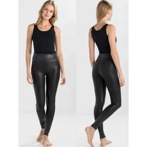 SPANX XL Faux Leather Leatherette Leggings Black #2437 High Waisted Skinny Pants